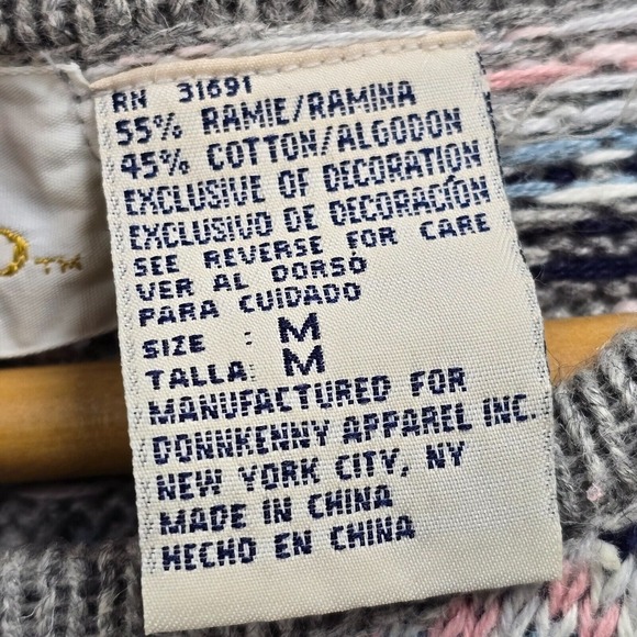 Vintage DK Gold Sweater Womens‎ Medium Striped Beaded Knit Pullover Cottagecore - Picture 6 of 14